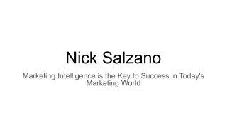 Nick Salzano Explaining Marketing Intelligence is the Key to Success in Today's Marketing World.