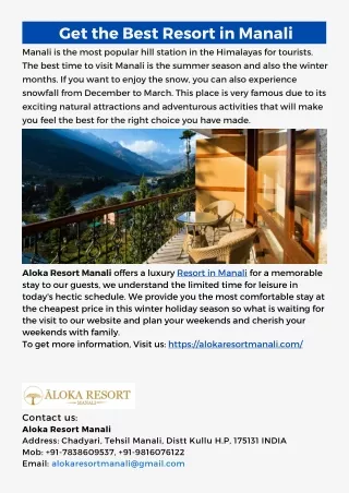 get the best resort in manali