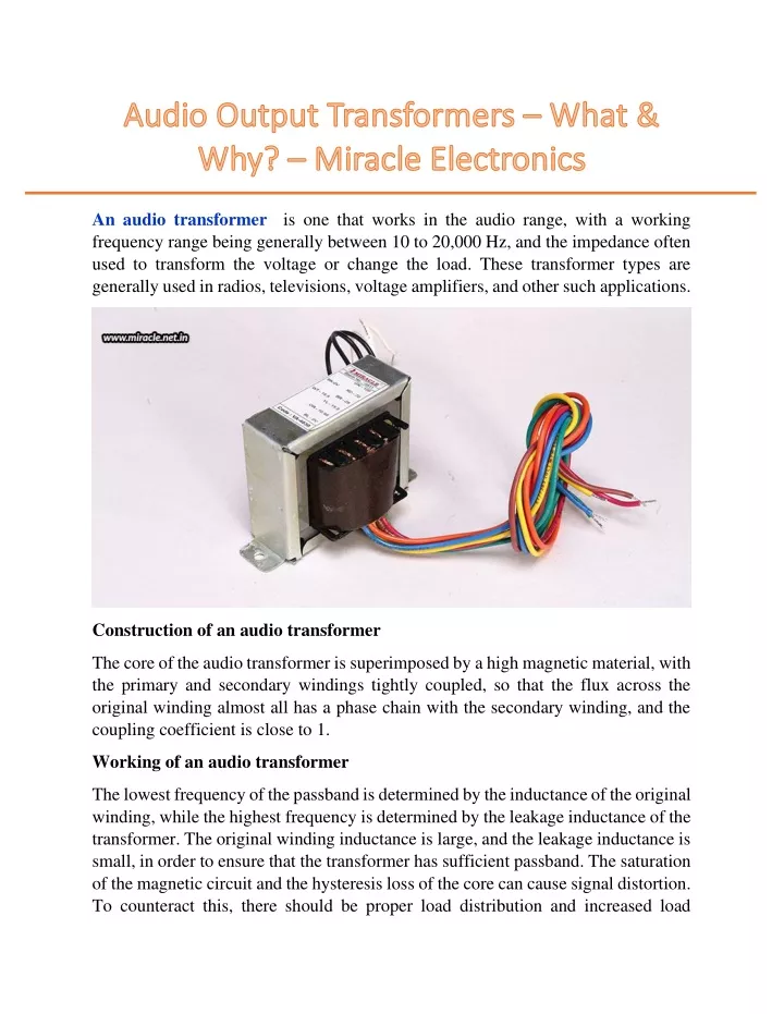 an audio transformer is one that works