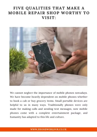 Five Qualities That Make A Mobile Repair Shop Worthy To Visit
