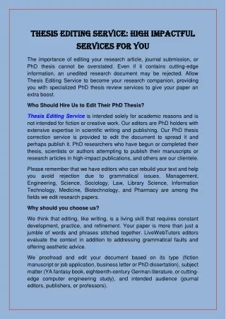 thesis editing service high impactful thesis