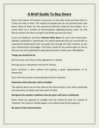 a brief guide to buy doors