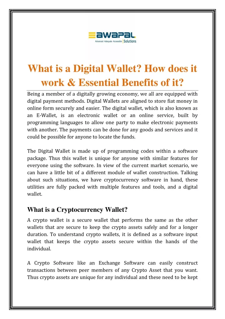 what is a digital wallet how does it work