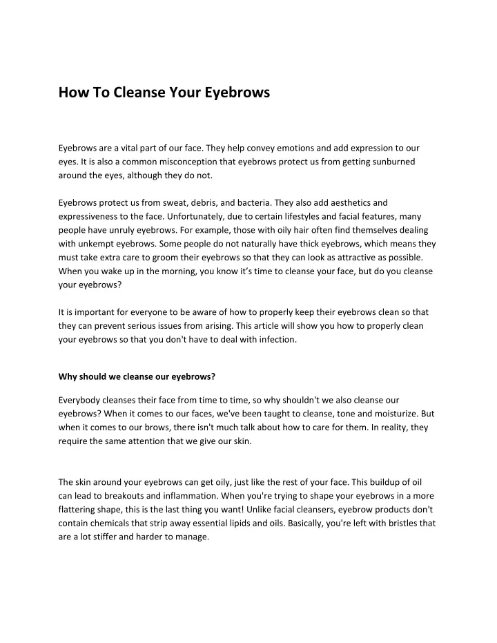 how to cleanse your eyebrows