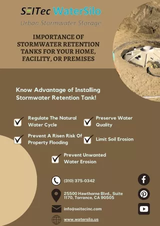 Advantage of Stormwater Retention Tank Installation at Your Home