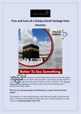 Pros of a Cheap Umrah Package from Houston