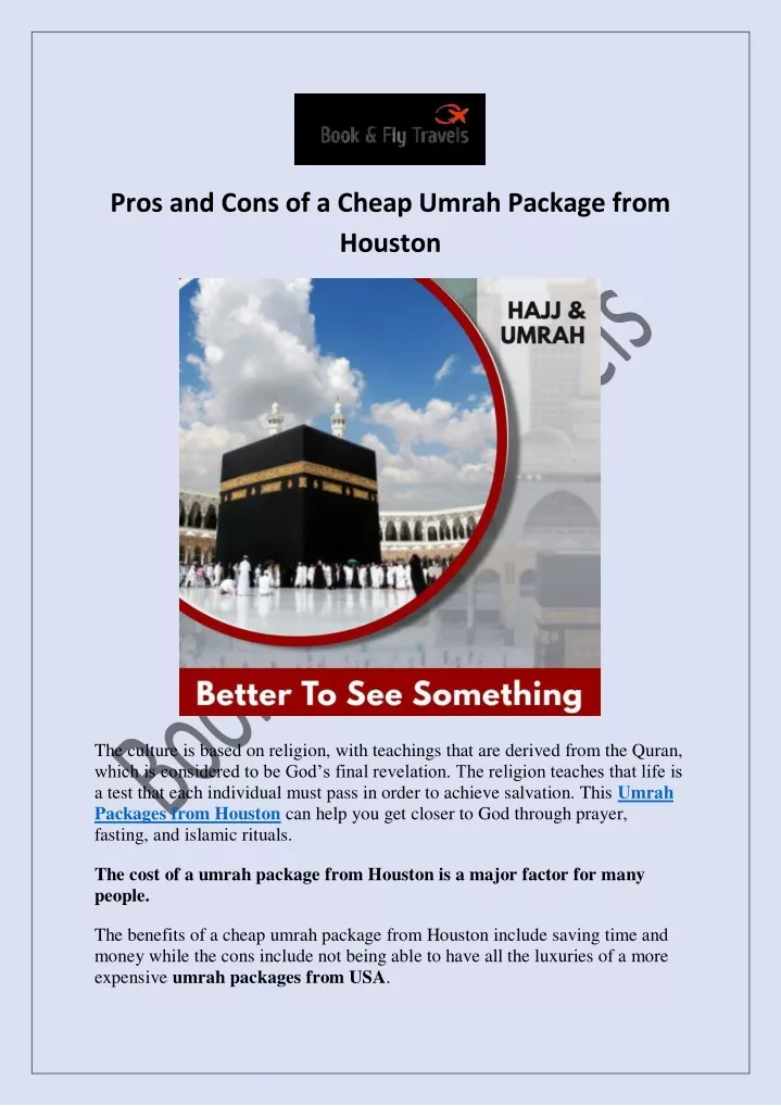pros and cons of a cheap umrah package from