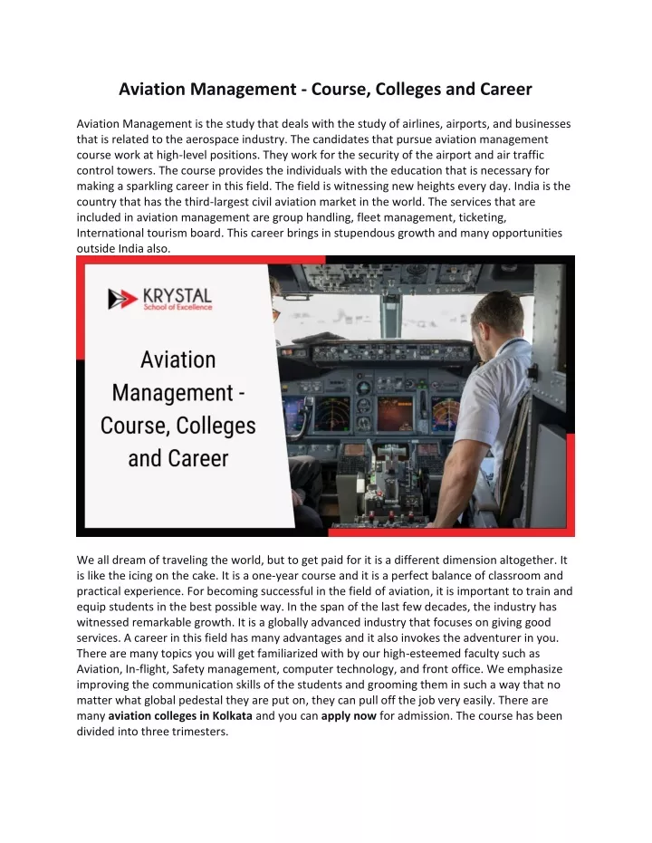 aviation management course colleges and career