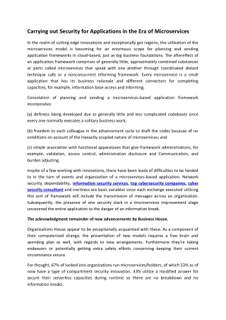 carrying out security for applications