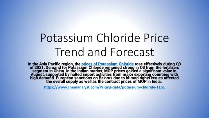 potassium chloride price trend and forecast