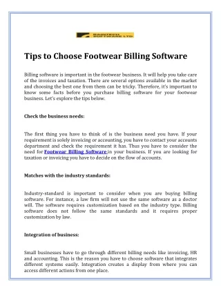 Tips to Choose Footwear Billing Software