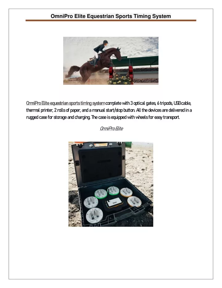 omnipro elite equestrian sports timing system