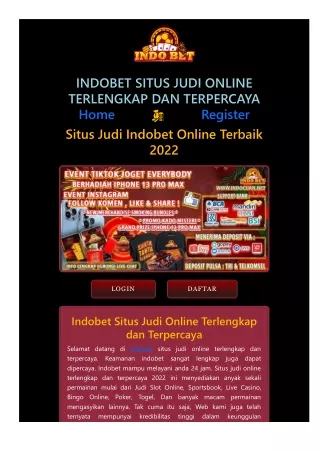 INDOBET Situs Judi Online Terlengkap dan Terpercaya