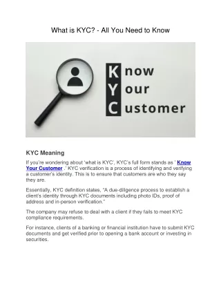What is KYC?