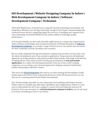 Ios Development | Website Designing Company In Indore | Web Development Company