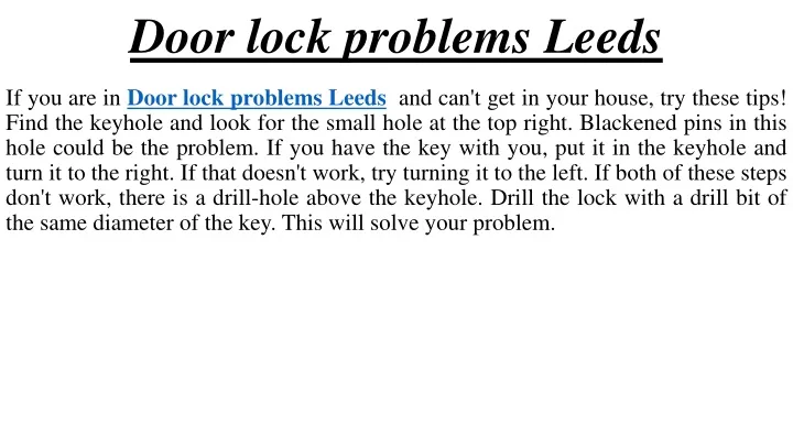 door lock problems leeds