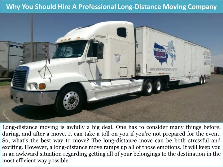 why you should hire a professional long distance moving company