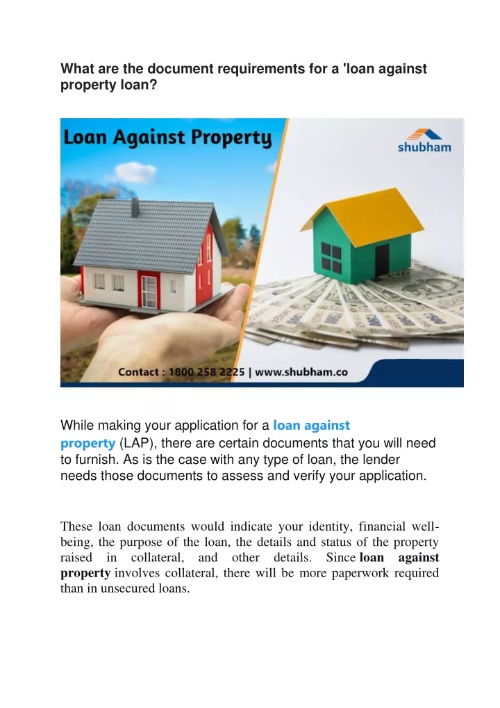 what are the document requirements for a loan