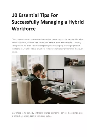 10 Essential Tips For Successfully Managing A Hybrid Workforce