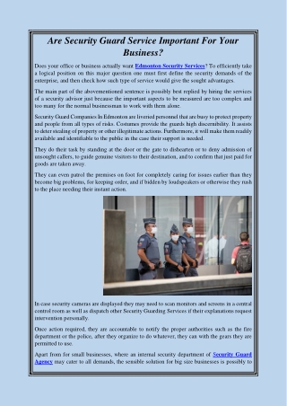 are security guard service important for your