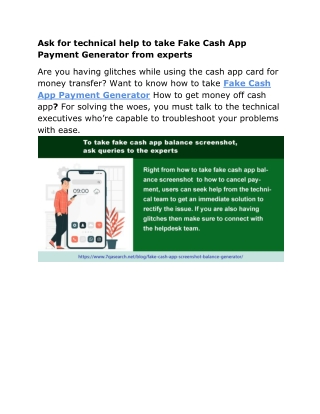 Ask for technical help to take Fake Cash App Payment Generator from experts