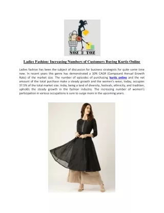 Ladies Fashion Increasing Numbers of Customers Buying Kurtis Online