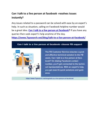 can i talk to a live person at facebook resolves