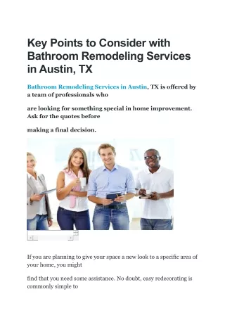 Key Points to Consider with Bathroom Remodeling Services in Austin, TX