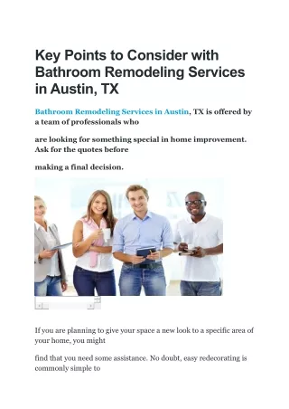 key points to consider with bathroom remodeling