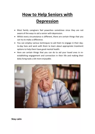 How to Help Seniors with Depression