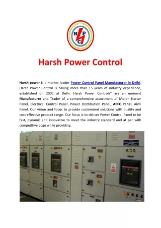 Harsh Power Control | Power Control Panel Manufacturer in Delhi