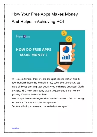 How Your Free Apps Makes Money And Helps In Achieving ROI-converted