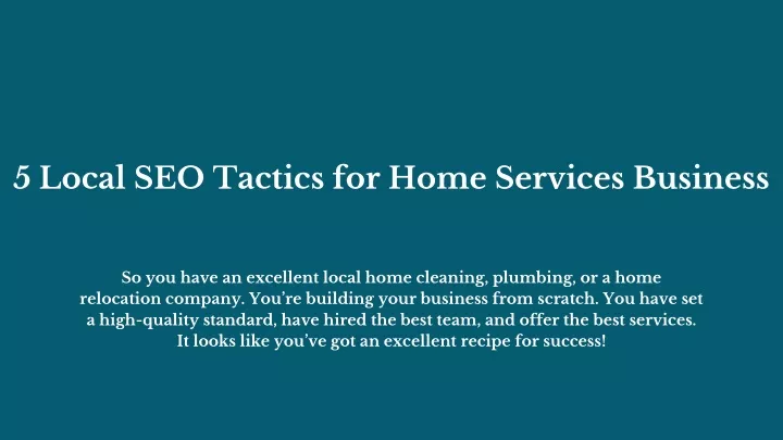 5 local seo tactics for home services business