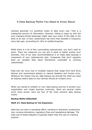 4 Data Backup Myths You Need to Know About