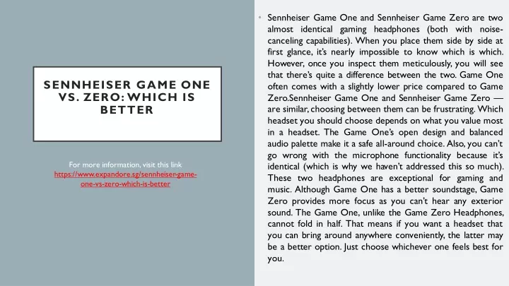 sennheiser game one and sennheiser game zero