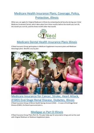 Medicare Health Insurance Plans, Coverage, Policy, Protection, Illinois