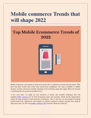 Mobile commerce Trends that will shape 2022