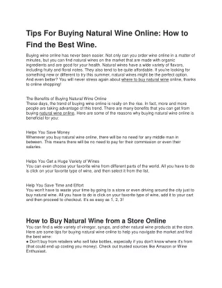 Tips For Buying Natural Wine Online: How to Find the Best Wine