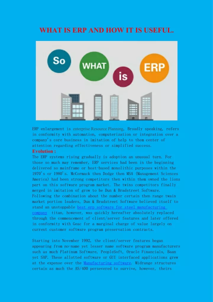 what is erp and how it is useful