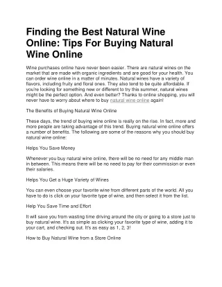 Finding the Best Natural Wine Online: Tips For Buying Natural Wine Online