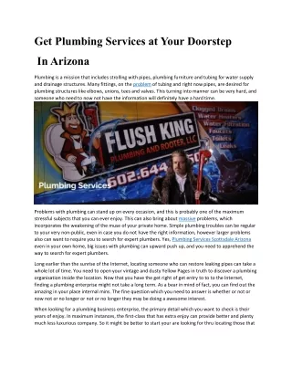 Get Plumbing Services at Your Doorstep In Arizona