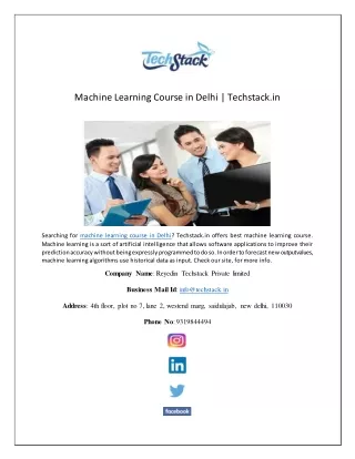 machine learning course in delhi techstack in