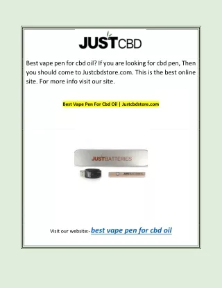 Best Vape Pen For Cbd Oil | Justcbdstore.com