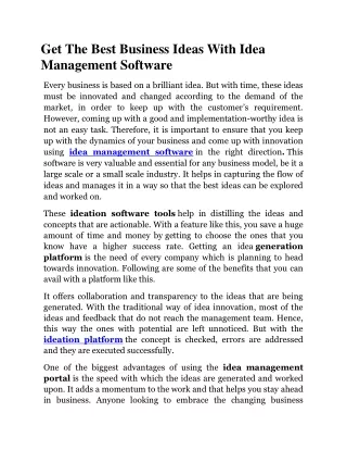 Get The Best Business Ideas With Idea Management Software