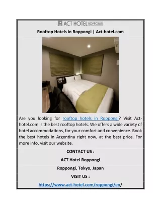 Rooftop Hotels in Roppongi | Act-hotel.com