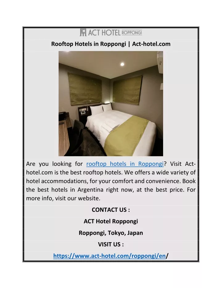 rooftop hotels in roppongi act hotel com
