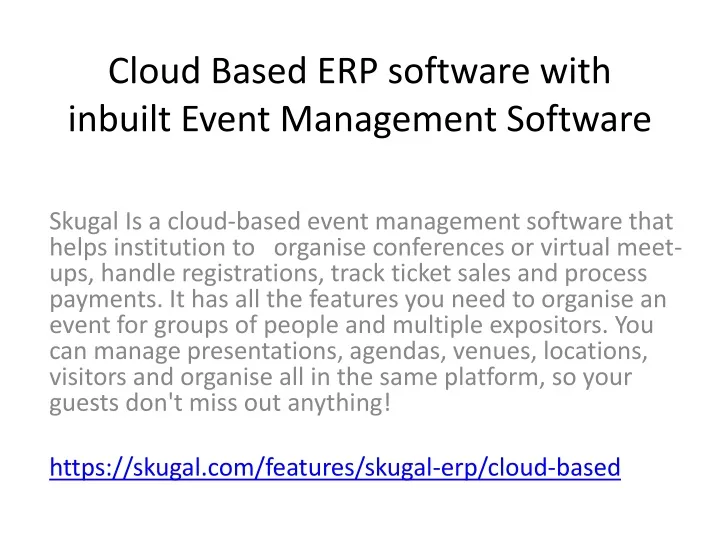 cloud based erp software with inbuilt event management software