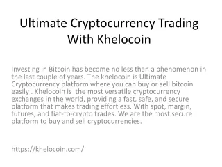 ultimate cryptocurrency trading with khelocoin