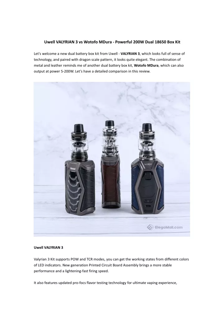 uwell valyrian 3 vs wotofo mdura powerful 200w