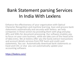 Bank Statement parsing Services In India With Lexlens